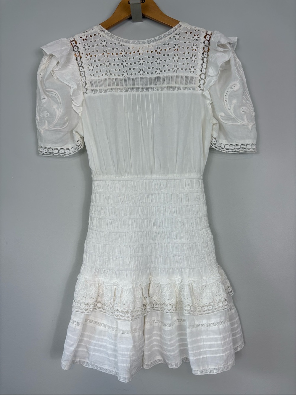 Loveshackfancy Rena Embroidered Mini Dress Antique White Size P - Picture 13 of 15